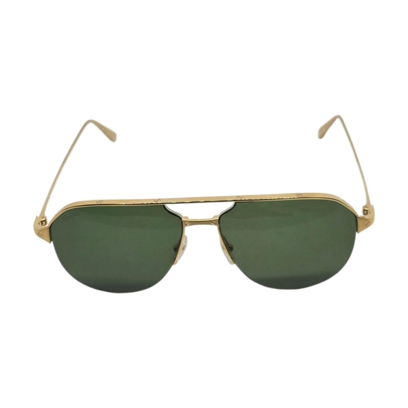 CARTIER Stylish Gold Aviator Sunglasses with Green Lenses - Picture 2 of 7